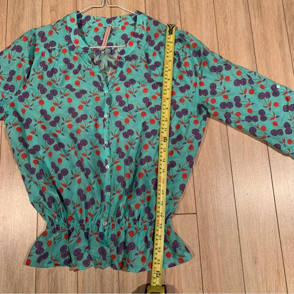 Sack’s Silk Blend Long Sleeve Teal Button Blouse size 1 - Picture 9 of 11